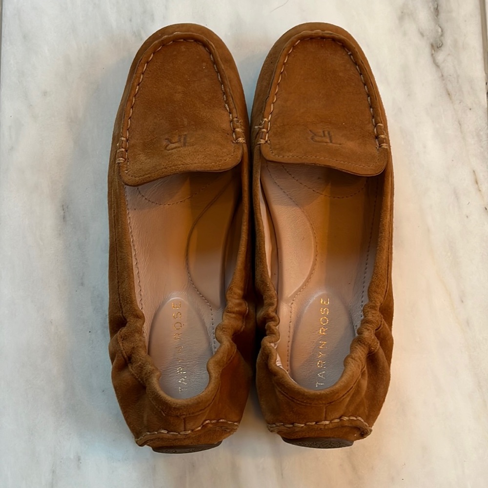 Tan Taryn Rose suede driving shoes